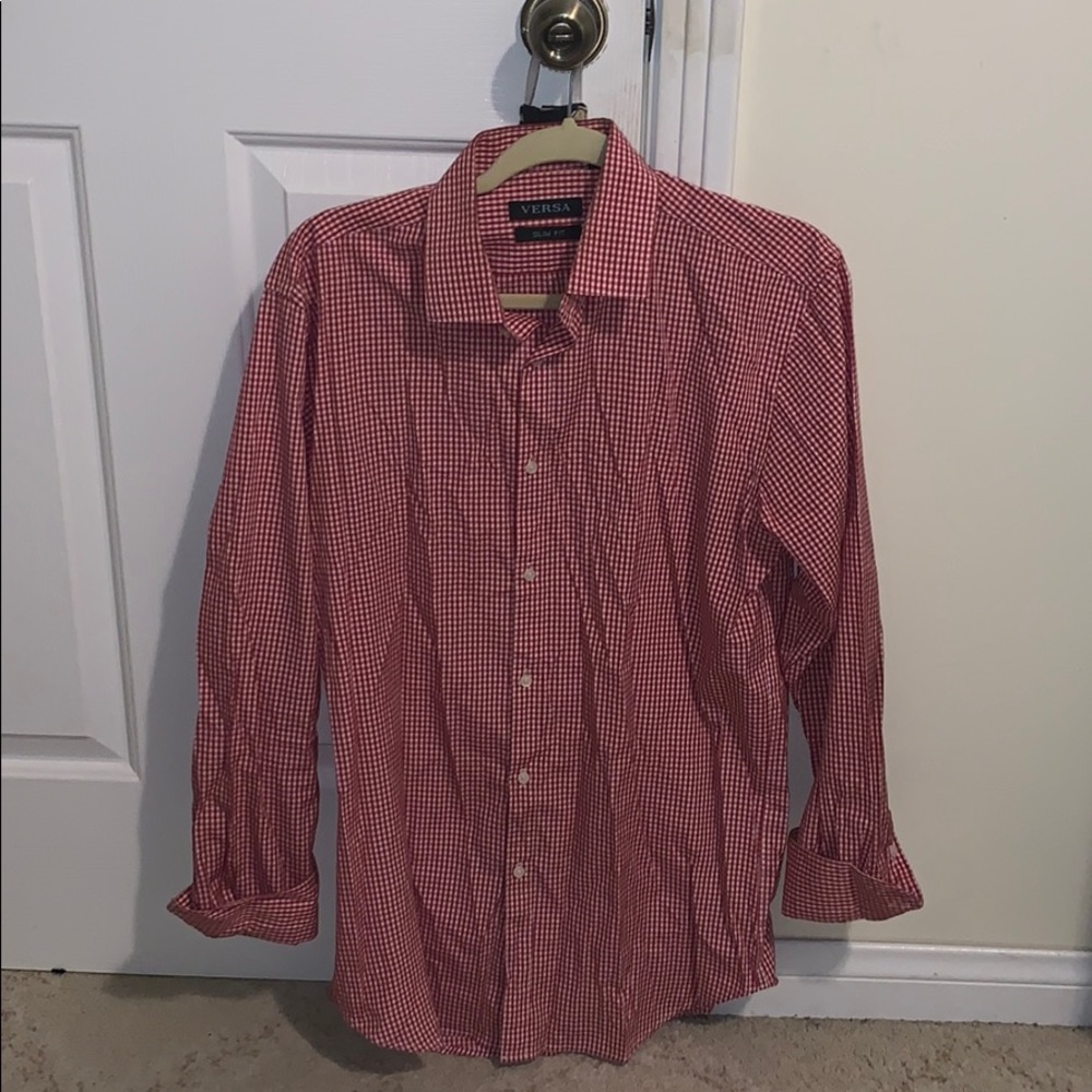Versa Red & White Checkered Slim Fit dress shirt!